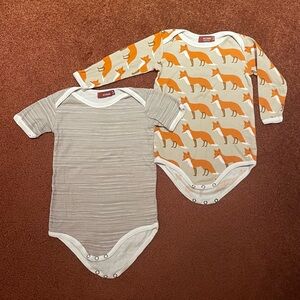 Milkbarn 12-18 month onesie set, fox print, line print, boho style
